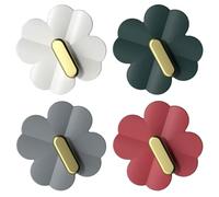 Didiseaon Ganchos de Pared Adhesivos Decorativos en Forma de Trébol de Cuatro Hojas, 4 Unidades Multicolor, Colgadores sin Taladro para Cocina, Baño y Organización del Hogar