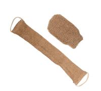 Didiseaon Guantes Exfoliantes de Cáñamo para Baño 2 Piezas, Doble Cara, Marrón Degradado, Correa Larga para Exfoliación Corporal y Limpieza de Espalda, Cuello y Hombros