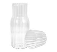 Didiseaon Jarra de Agua Fría de Vidrio Borosilicato 500 Ml, Diseño Estriado Vertical Transparente, Recipiente para Limonada y Té, Uso Doméstico y Decoración de Cocina