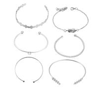 Didiseaon Juego de 6 Pulseras Creativas para Mujer Pulsera Sencilla Abierta Diseño de Piña y Detalle de Espiga Ajustables para Uso Diario y Eventos