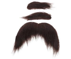 Didiseaon Juego de Barba Postiza Adhesiva para Hombres Bigote y Cejas Negras, Accesorio de Disfraz para Fiesta, Cosplay y Representaciones Teatrales, Reutilizable y Fácil de Aplicar