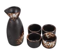 Didiseaon Juego de Sake Japonés Cerámico 5 Piezas Snowflake Blanco Pequeño, Tetera Tradicional para Vino de Arroz 4 Tazas de Sake Reutilizables, Adecuado para Bar, Restaurante y Hogar