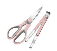 Didiseaon Juego de Tijeras para Barbacoa y Pinzas de Cocina, Kit de Tijeras para Barbacoa de Cocina, Rosa, Acero Inoxidable y Abs, Manual, Antideslizante, Mango Ergonómico, para Cena en