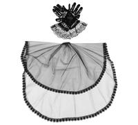Didiseaon Juego de Velo y Guantes de Encaje Negro Gótico para Mujer Talla Única Conjunto para Boda Halloween y Despedida de Soltera Accesorios de Disfraz Vintage y Luto