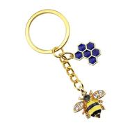 Didiseaon Llavero Colgante de Abeja en Aleación Azul Diseño Hexagonal Panal, Decoración Delicada y Accesorio para Mochila en Navidad