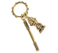 Didiseaon Llavero de Latón Rey Mono con Bastón, Colgante Decorativo para Coche, Bolso y Billetera, Amuleto Chino Buena Suerte, Diseño Detallado y Resistente de Metal Pulido