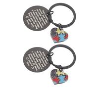 Didiseaon Llavero Rompecabezas de Acero Inoxidable para Maestros 2 Piezas Negro Redondo Obsequio Educativo de Agradecimiento para Padres Autismo Apoyo Escolar y Reconocimiento Docente