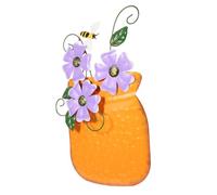 Didiseaon Maceta Colgante de Pared de Hierro Pintada a Mano, Decoración Exterior Resistente a Uv, Maceta Decorativa Naranja para Jardín, Balcón y Terraza, Escultura Mural Artística