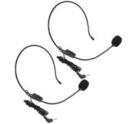 Didiseaon Micrófono de Auriculares Cable 2 Piezas Micrófono de Condensador Unidireccional Negro Gancho Flexible para Oreja Brazo Ajustable para Amplificador de Voz y Enseñanza