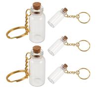 Didiseaon Mini Botellas de Vidrio Transparentes de 5 Ml, Pack de 5 Frascos con Tapa de Corcho y Llavero Metálico, Recipiente Pequeño para Manualidades, Decoración de Bodas, Fiestas y Hogar