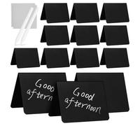 Didiseaon Mini Pizarras a Tipo 100X75Mm Negras Mate 20 Unidades con 2 Rotuladores Blancos y 2 Paños de Limpieza Doble Cara Reutilizables para Etiquetas de Alimentos y Notas en Buffet y