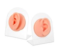 Didiseaon Modelo de Oído Simulado de Silicona para Practicar Perforaciones Accesorio Didáctico con Soporte de Exhibición para Expositor de Pendientes con Forma de Oreja y Partes del Cuerpo