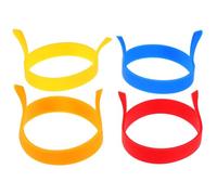 Didiseaon Moldes de Silicona Anillos de Cocina Redondos Doble Asa 4 Piezas para Huevos Fritos Antiadherentes, Colores Surtidos (rojo, Azul, Amarillo Claro, Naranja), Utensilios