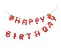 Didiseaon Pancarta de Cumpleaños de Fresa 2 Piezas, Decoración de Fiesta Temática de Frutas, Cartel Colgante Resistente y Colorido para Cumpleaños Infantiles