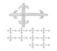 Didiseaon Parches Bordados de Cruz Plateados 12 Piezas 104X81 CM para Planchar o Coser Adornos para Ropa de Fiesta Apliques Decorativos para Disfraces y Prendas de Vestir