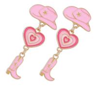 Didiseaon Pendientes Colgantes Creativos de Mujer Forma de Bota Cowboy y Sombrero, Accesorio Oreja, Joyas de Gota, Color Rosa, para Fiestas y Viajes