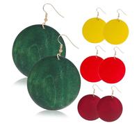 Didiseaon Pendientes Colgantes De Madera Redondos Para Mujer 4 Pares Multicolor Estilo Retro Ligeros Acero Inoxidable Cómodos Para Uso Diario y Obsequio Romántico