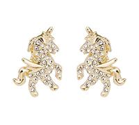 Didiseaon Pendientes Creativos de Unicornio Diseño Original, Plata 925, Adornos Gemas de Imitación, para Mujer, Uso Diario y Eventos, Tamaño Pequeño y Delicado