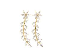 Didiseaon Pendientes de Flores de Gemas Imitación Pendientes Trepadores para Mujer de Novia para Boda Moda Sencillos con Cierre de Botón Orejas Diarios Uso