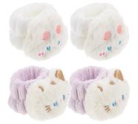 Didiseaon Pulseras para Lavado Facial de Coral Fleece, Bandas Elásticas Absorbentes de Agua para Muñeca, 4 Piezas, Diseño Elegante para Amigas y Ducha