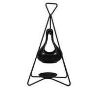 Didiseaon Quemador de Cera Negro de Hierro para Aceites Esenciales, Calentador de Fragancias Portátil y Decorativo para Hogar, Soporte para Aromaterapia y Difusor de Aroma Compacto