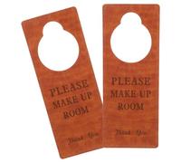 Didiseaon Señal de Puerta Doble Cara 2 Piezas para Hotel Mensajes No Molestar Favor Limpie, Colgador en Cuero Pu Marrón para Privacidad y Uso en Habitaciones de Huéspedes