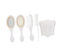 Didiseaon Set De Espejo Vintage Con 5 Peines y Cepillos Cabello, Soporte Organizador Blanco, Desenredante y Masajeador, Apto Para Todo Tipo De Cabello, Uso Doméstico y Profesional
