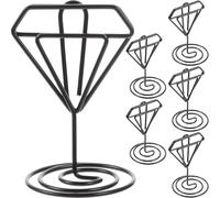 Didiseaon Soportes para Números de Mesa de Boda 6 Unidades, Portatarjetas de Mesa Base Negra de Metal, Clip para Notas y Fotos, Soporte Pequeño para Tarjetas de Lugar y Menú, Uso en Eventos