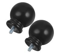 Didiseaon Tapa Final de Barra de Cortina Negra de Plástico, 2 Unidades Cabezal Decorativo Esférico para Barras de Cortina en Habitaciones y Salones
