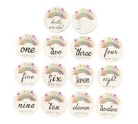 Didiseaon Tarjetas Mensuales para Bebés Diseño Creativo y Material Sintético, 14 Piezas en Varios Colores para Celebrar el Primer Año y Registrar Su Crecimiento