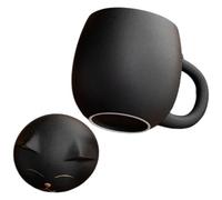 Didiseaon Taza de Cerámica Negra para Gato con Filtro y Tapa, Capacidad 400ml, Adecuado para Oficina y Cafés, Set de 1 Té y Leche