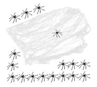 Didiseaon Telaraña Elástica de 300 G Que Brilla Oscuridad con 100 Arañas de Plástico Negro para Decoración de Halloween Red para Atrapar Telarañas y Decoración Espeluznante para Interiores