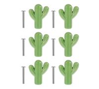 Didiseaon Tiradores de Cerámica para Armarios 6 Piezas Diseño de Cactus Verde Pomos para Muebles y Cajones Accesorios para Cocina y Habitaciones Infantiles Tiradores Decorativos