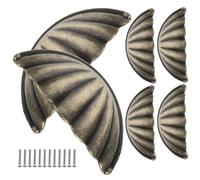 Didiseaon Tiradores Retro para Armarios 6 Piezas de Bronce Vintage Diseño de Concha Semicircular para Cajones y Gabinetes, Pomos Decorativos Resistentes y Prácticos para Muebles de Cocina