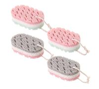 Didiseaon Toallita de Esponja de Baño 4 Piezas Exfoliante 3 Capas Material Duradero Cordón para Cuerpo y Espalda para Doméstico