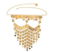 Didiseaon Velo Facial para Danza del Vientre con Monedas de Metal Dorado Accesorio Tribal Árabe para Mujer Máscara Ligera y Transpirable para Disfraces de Halloween y Representaciones
