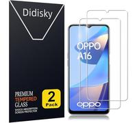 Didisky 2-Unidades Cristal Templado Protector de Pantalla para OPPO A16,OPPO A16S,OPPO A54S, Fácil de Limpiar, 9H Dureza, Fácil de Instalar, Transparente