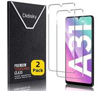 Didisky 2-Unidades Cristal Templado Protector de Pantalla para Samsung Galaxy A31, Antihuellas, Sin Burbujas, Fácil de Limpiar, 9H Dureza, Fácil de Instalar, Transparente