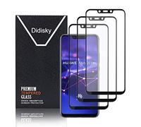 Didisky 3-Unidades Cristal Templado Protector de Pantalla para Huawei Mate 20 Lite, Antihuellas, Sin Burbujas, Fácil de Limpiar, 9H Dureza, Fácil de Instalar, Borde negro