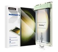 Didisky Paquete de 2 protectores de pantalla de vidrio templado para Samsung Galaxy S23 Ultra, soporta huellas dactilares ultrasónicas, con marco de fácil instalación, cobertura completa curvada 3D