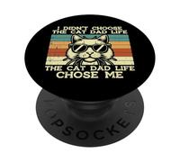 Didn'T Choose Cat Dad Life Chose Me Chose Me Funny Fur Papa Daddy Men PopSockets PopGrip Adhesivo
