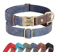 Didog Collar de perro de piel sintética personalizable, suave y duradero, collar de perro ajustable con placa de nombre y hebilla de metal de liberación rápida para perros pequeños, medianos y grandes