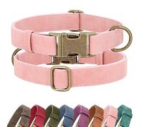 Didog Collar de perro de piel sintética suave, elegantes collares de perro de liberación rápida para perros medianos, collar ajustable para mascotas fácil de limpiar para caminar diariamente, rosa