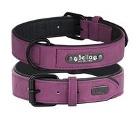 Didog - Collar de Piel Suave Acolchada Personalizable para Perro, Chapa de Nombre, Anilla en D, Collar Grabado para Perro, tamaños pequeño, Mediano y Grande