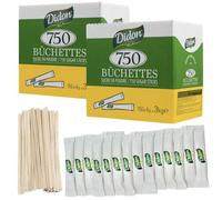 DIDON Lote de 1500 Sobres (750 x 2) - Bûchettes de Azúcar Individuales de 4g (TOTAL 6 kg) con un lote de agitadores de madera - Ideal para Bebidas Calientes, Cafés y Tés