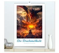 Die Drachenschlacht (hochwertiger Premium Wandkalender 2026 DIN A2 hoch), Kunstdruck in Hochglanz: Eine Bilder Geschichte über Ritter, Drachen und die große Liebe.