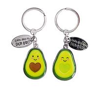 Die Geschenkewelt Gruss & CO Llavero para Pareja Avocado, Juego de Dos Colgantes con Llavero, 8 cm x 3 cm, Regalo para Dos, para Parejas | 46179