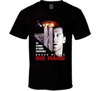 Die Hard Bruce Willis Retro Action Movie T-Shirt Black(XX-Large)
