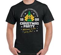 Die Hard Christmas T-Shirt, Mens Nakatomi Party Bruce Willis Movie tee Black(XX-Large)