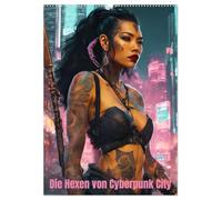 Die Hexen von Cyberpunk City (Wandkalender 2026 DIN A2 hoch), CALVENDO Monatskalender: Ein Jahr voller Magie und Technologie